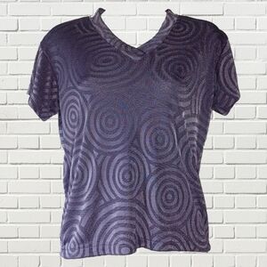 Trippy Purple Layered Spirals Metallic Tee by fang